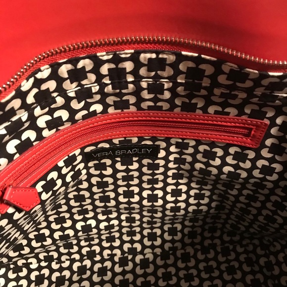 VERA BRADLEY FAUX LEATHER ORANGE TOTE - Picture 8 of 10